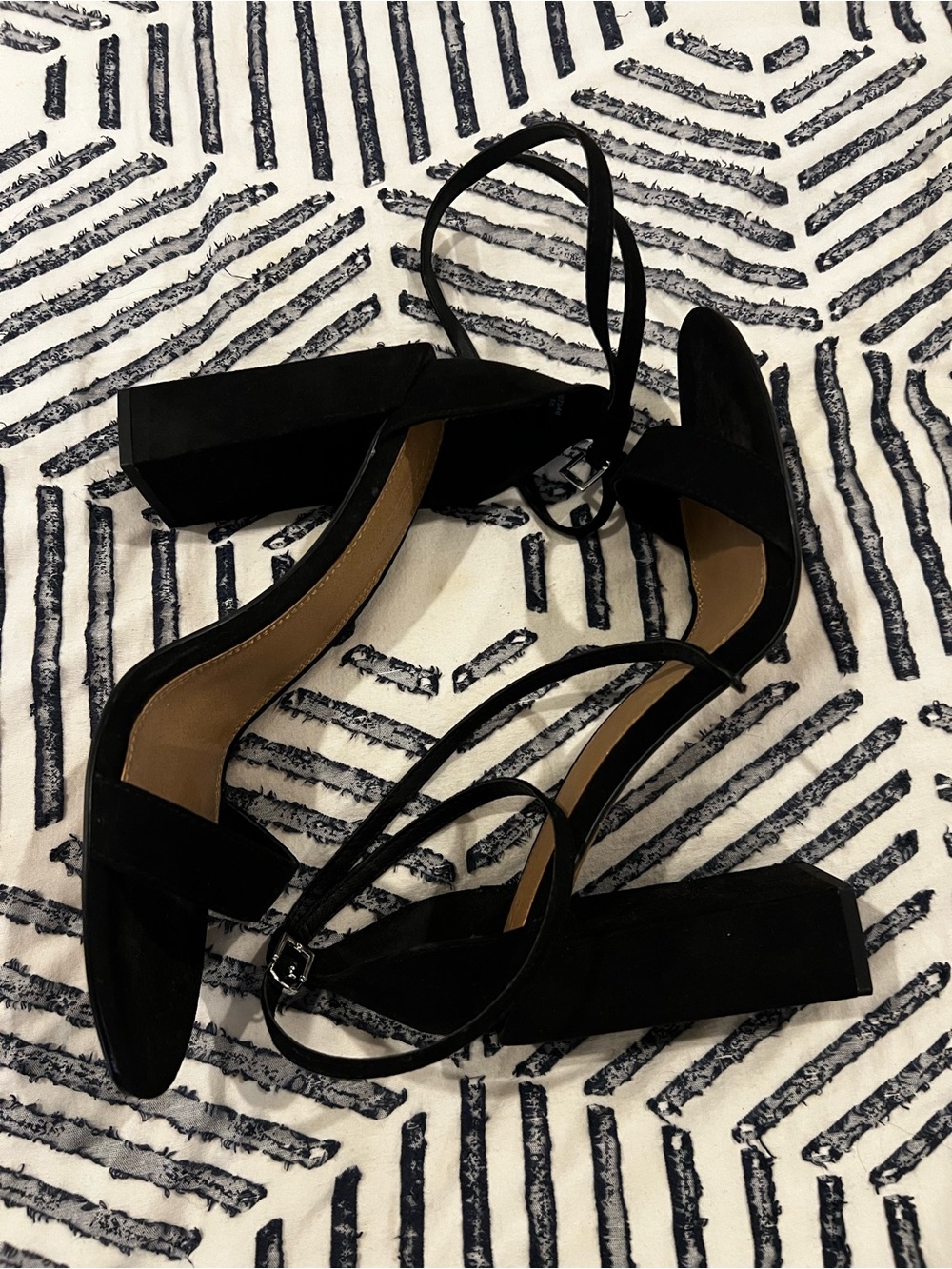 ASOS Black Suede Ankle-Strap Block Heels 10